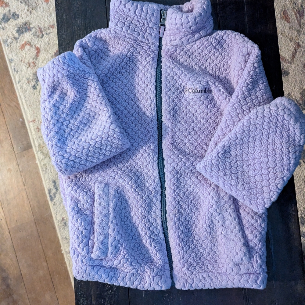 Columbia Lavender Textured Fleece Jacket- Girls Small (6/7)